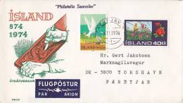 Iceland Airmail Par Avion FLUGPÓSTUR Label REYKJAVIK 1976 Cover Brief To TORSHAVN Faroe Islands FDC Cachet - Cartas & Documentos