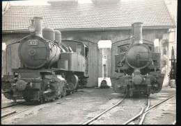 Trains --- 030+030 T 413 --- 030 + 030 T 406 --- Devant Le Depot Du Cheylard  --- 1957 - Treni