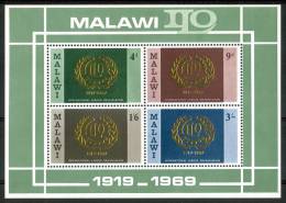 1969 Malawi Organizzazione Lavoro Organization Work L'organisation Du Travail Block MNH** Spa225 - Malawi (1964-...)