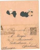 LBL 14 - CARTE LETTRE SAGE 25c A DESTINATION DE OFFENBACH (ALLEMAGNE) SEPTEMBRE 1887 - Letter Cards