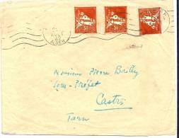 LBL 14 - ALGERIE LETTRE ALGER / CASTRES AOÛT 1942 PATTE ENLEVEE - Storia Postale