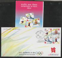 INDIA 2012  London Olympics  4v S/T   Badminton  Yatching  Rowing FDC  #  41112   Indien Inde - Sommer 2012: London