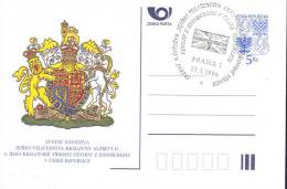 Czech Republic 1996 - Visit Queen Elisabeth II. In Prague, Special Postal Stationery And Special Cancallation - Postcards