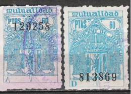 1118-CIFRAS MUY DISTINTAS MIRA.2 SELLOS FISCALES MUY DIFERENTES SPAIN REVENUE FISCAUX STEMPELMARKEN 60 CENTIMOS VEAN - Revenue Stamps