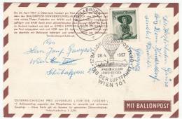 AUSTRIA - Hollabrunn - Ballon Post, Post Card, Year 1957, Commemorative Seal - Storia Postale