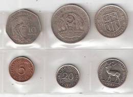 Pièce Maurice. Lot (2) De 6 Pièces 5c 1999, 20c 1994, 1/2R 1987, 1R 1987, 5R 1987, 10R 1997 - Mauritius