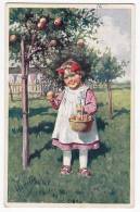 ILLUSTRATORS KARL FEIERTAG CHILDREN GIRL WITH APPLES B.K.W.I. Nr. 195-2 OLD POSTCARD 1916. - Feiertag, Karl