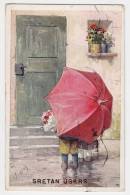 ILLUSTRATORS KARL FEIERTAG CHILDREN UMBRELLA FLOWERS B.K.W.I. Nr. 490/2 OLD POSTCARD 1924. - Feiertag, Karl