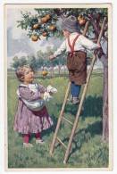 ILLUSTRATORS KARL FEIERTAG CHILDREN PICKING FRUIT B.K.W.I. Nr. 195/3 OLD POSTCARD 1916. - Feiertag, Karl