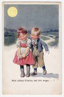 ILLUSTRATORS KARL FEIERTAG CHILDREN MOON B.K.W.I. Nr. 520/4 OLD POSTCARD 1921. - Feiertag, Karl