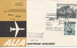 Austria First AUA Caravelle Flight Wien - Zurich 16-6-1963 - Briefe U. Dokumente