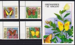 SAINT VINCENT PAPILLONS. (Yvert : 1699/01+BF 30A) MNH ** SCHMETTERLINGE  BUTTERFLIES - MARIPOSAS - Papillons