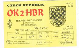 QSL- 72    CZECH REPUBLIC : OLOMOUC : OK2HBR - Otros & Sin Clasificación