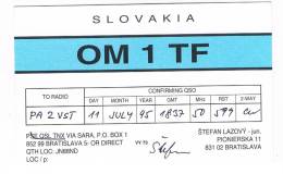 QSL- 121    SLOVAKIA : BRATISLAVA : OM3TF - Autres & Non Classés