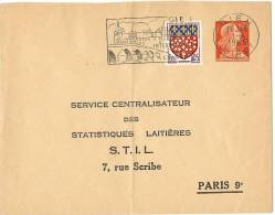 LBL12 - EP EN MULLER 0f25 TSC "STATISTIQUES LAITIERES" VOYAGE   1/4/1966 - Enveloppes Types Et TSC (avant 1995)