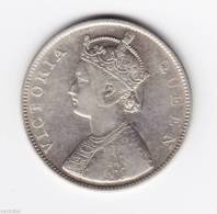 @Y@    British India 1 Rupee 1862 Silber 3 Dots    (2047)  Type II Has Five Smaller Petals. - India