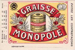 Cpa Publicitaire : Graisse Monopole, Pour Automobiles, Voitures Chariots, Wagons Et Engrenages - Advertising