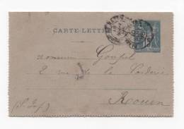 Lot 827: Carte Lettre N°9 Oblit. De Paris à Rouen Le 10.09.1895, écrite - Letter Cards