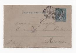 Lot 827: Carte Lettre N°9 Oblit. De Paris à Rouen Le 10.09.1895, écrite - Cartoline-lettere