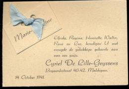 Geboortekaartje Marie Pauline De Lille - Maldegem - 14 Oct. 1941 - Naissance & Baptême