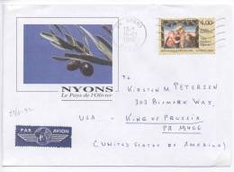 France Cover With Cachet On Front And Backside Of The Cover NYONS Sent To USA 14-11-1992 - Covers & Documents