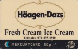 Mercury, MER182, Haagen Dazs Ice Cream, 2 Scans.    20MERA - Mercury Communications & Paytelco