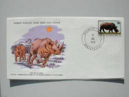 Mkl1084b WWF FAUNA ZOOGDIEREN WIITTE OF BREEDLIP NEUSHOORN RHINO RHINOCEROS MAMMALS QWO 1978 FDC - Rhinocéros