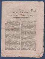 SUPPLEMENT AUX NOUVELLES POLITIQUES 24 02 1790 - VIENNE AUTRICHE - LONDRES - FINANCES - LYON - AFFAIRE FAVRAS - MALINES - Newspapers - Before 1800