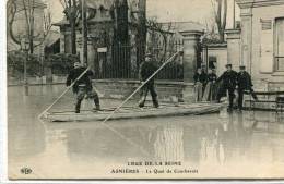 CPA 92 CRUE  1910 ASNIÈRES LE QUAI DE COURBEVOIE - Asnieres Sur Seine