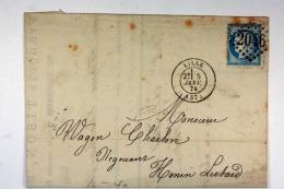 France: Lettre  1876, Lille -> Henin-Lietard, Yv 60 B, GC 2046 - 1849-1876: Période Classique