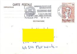 LOT DE 7 CARTES POSTALES ENTIERS POSTAUX DE LA POSTE. MARMANDE . CACHETS EXPOSITION DE PUTEAUX 1982 . - Other & Unclassified