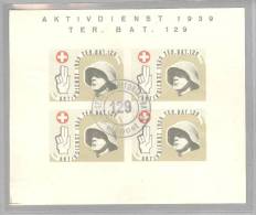 Schweiz Soldatenmarken Territorial Truppen *Ter.Bat.129" Gestempelt Block #201/6 - Labels