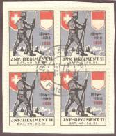 Schweiz Soldatenmarken Infanterie "Jnf.Regiment 11" Aufdruck 1939 4-er-Block Gestempelt - Vignettes