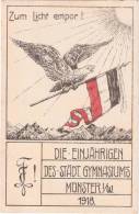 Münster Westfalen Einjährig Freiwillige Gymnasium 1918 Adler Patriotika Studentika TOP-Erhaltung Postalisch Ungelaufen - Muenster