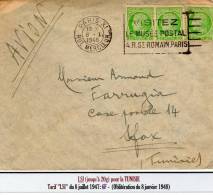 CERES DE MAZELIN -  Affranch. LSI  Pour La Tunisie Avec 3x 2F Cérès Vert (tarif LSI Du 8/7/47) - 1945-47 Ceres Of Mazelin