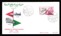 EGYPT / 1957 / SG 521 / CENTENARY OF EGYPTIAN RAILWAYS / TRANSPORT / FDC . - Storia Postale