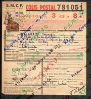 Colis Postaux Bulletin Expédition 3kg 8.6fr N° 781051 Cachet Gare SNCF NORD PARIS LA CHAPELLE INTre EXP GV - Lettres & Documents