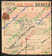 Colis Postaux Bulletin D´expédition 8.6fr 3kg Timbre 2.70fr Barré 3.0fr N° 803019 (cachet Gare SNCF VILLENEUVE/LOT SO) - Lettres & Documents