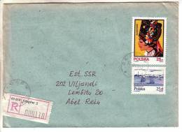 GOOD POLAND " REGISTERED " Postal Cover To ESTONIA 1985 - Good Stamped: Art ; Ships - Cartas & Documentos