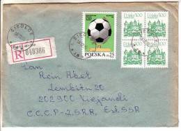 GOOD POLAND " REGISTERED " Postal Cover To ESTONIA 1985 - Good Stamped: Krakow ; Soccer - Covers & Documents