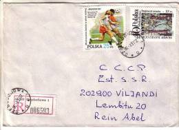 GOOD POLAND " REGISTERED " Postal Cover To ESTONIA 1986 - Good Stamped: Art ; Soccer - Cartas & Documentos