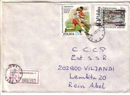 GOOD POLAND " REGISTERED " Postal Cover To ESTONIA 1986 - Good Stamped: Art ; Soccer - Covers & Documents