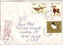 GOOD POLAND " REGISTERED " Postal Cover To ESTONIA 1987 - Good Stamped: Animals ; Birds - Briefe U. Dokumente