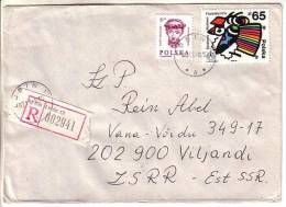 GOOD POLAND " REGISTERED " Postal Cover To ESTONIA 1987 - Good Stamped: Art ; Phila - Briefe U. Dokumente