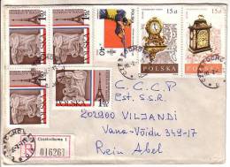 GOOD POLAND " REGISTERED " Postal Cover To ESTONIA 1988 - Good Stamped: Art ; Clocks ; Olympic / Shooting - Briefe U. Dokumente