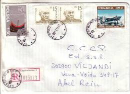 GOOD POLAND " REGISTERED " Postal Cover To ESTONIA 1988 - Good Stamped: Ccir ; Walter ; Airplane - Lettres & Documents