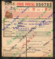 Colis Postaux Bulletin Expédition 8.6fr 3kg Timbre 2.70fr Barré 3.0fr N° 950793 Cachet Gare SNCF MONSEMPRON-LIGOS GV PO - Covers & Documents