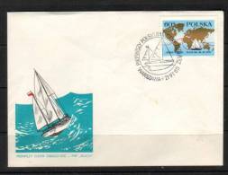 POLAND FDC 1969 TELIGA CIRCUMNAVIGATION OF GLOBE WORLD Maps Ships Yachts Writer Journalist Translator Sailor WW2 Gunner - Erforscher