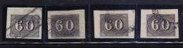 O) 1850 BRAZIL, BRAZIL INCLINADOS 60 REIS, SC 24 NICE TOWN CANCELLATIONS, JUMBO MARGINS AND BORDER SHEETS - Unused Stamps