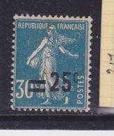 FRANCE N° 217 25C S 30C BLEU TYPE SEMEUSE CAMEE ANNEAU LUNE NEUF AVEC CHARNIERE - Unused Stamps